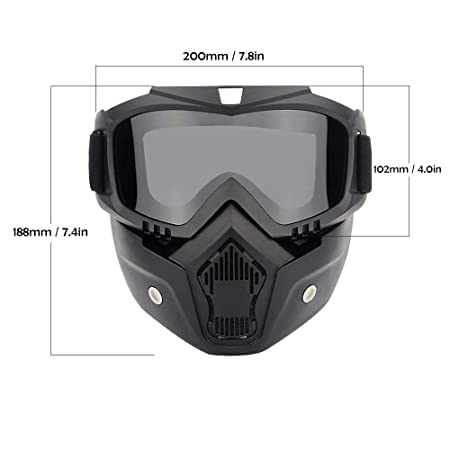 Vagary Goggles Mask Helmet Goggles Road Riding Uv Mouth Filter Cycling Goggles with Detachable Mask (One Size Black)