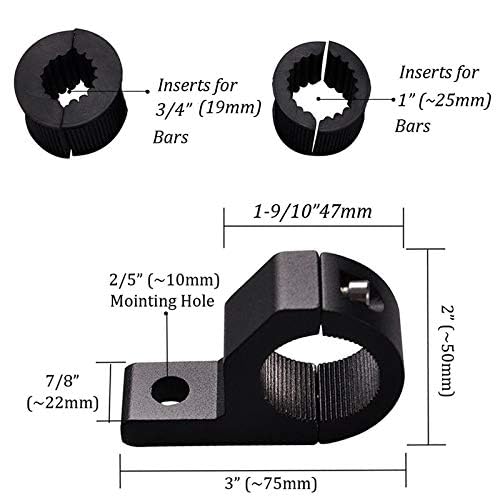 Vagary Aluminum Universal Fog Lamp Clamp/Motorcycle Spotlight Bracket Pack of 2 (Black)