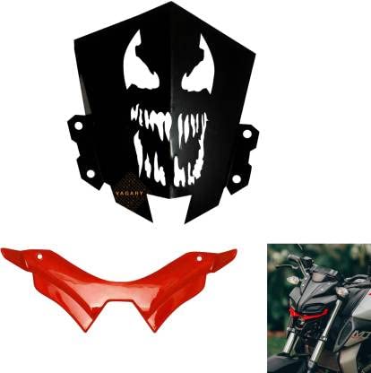 Vagary Combo of Skull Design Metal Visor with Winglet for Yamaha MT 15 Bike Windshield