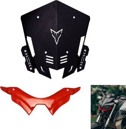Vagary Combo of Metal Visor with Red Winglet for Yamaha MT 15 Bike Windshield