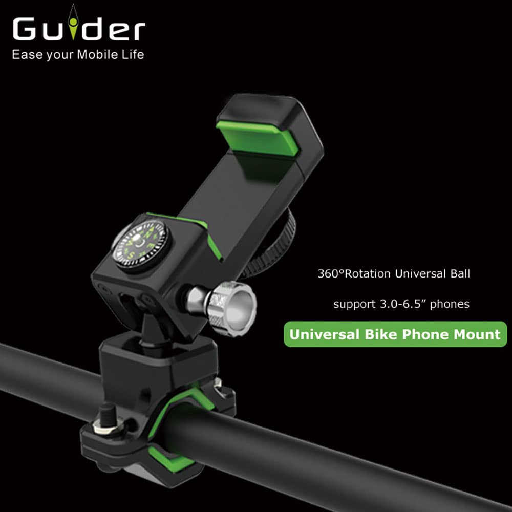 Vagary Universal Bike eBike Motorcycle Handlebar Mobile Phone Mount Bicycle Holder Cycling Stand Clamp Support with LED with Light & Compass