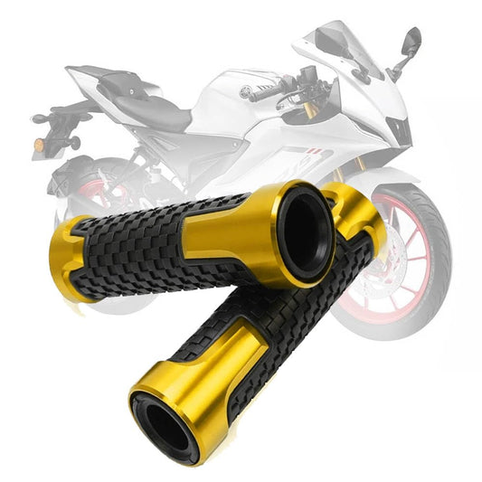 Vagary Aluminum Alloy Motorcycle Handle Grips - 7/8" 22mm Rubber Handlebar Universal Fit for KTM, Yamaha, Ducati, Kawasaki, Benelli, for Honda, Aprilia, Suzuki (Golden)