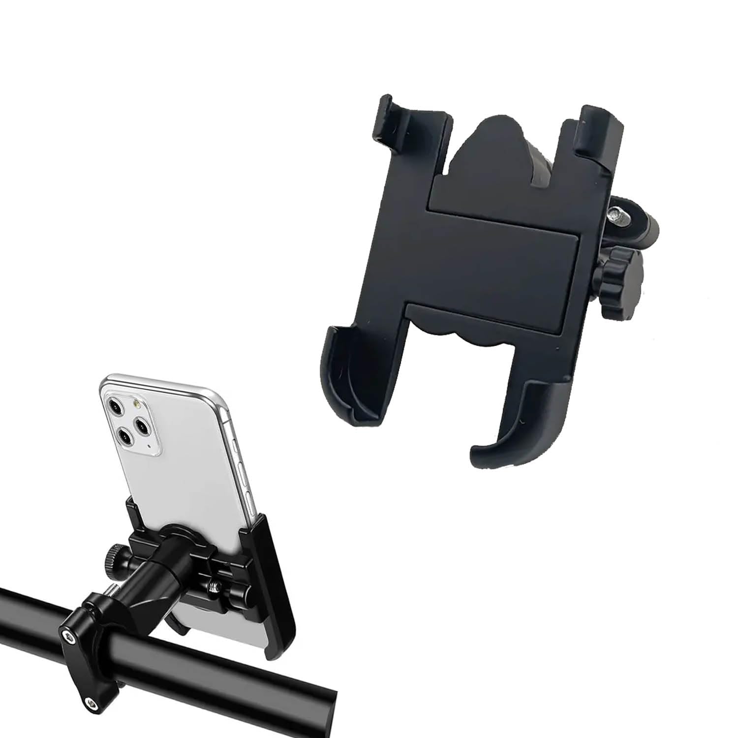 Vagary Universal Bike Mobile Holder Metal Body 360 Degree Rotating Handlebar Metal Body Cradle Stand for Bicycle, Bike Fit All Type Smartphones (Black)