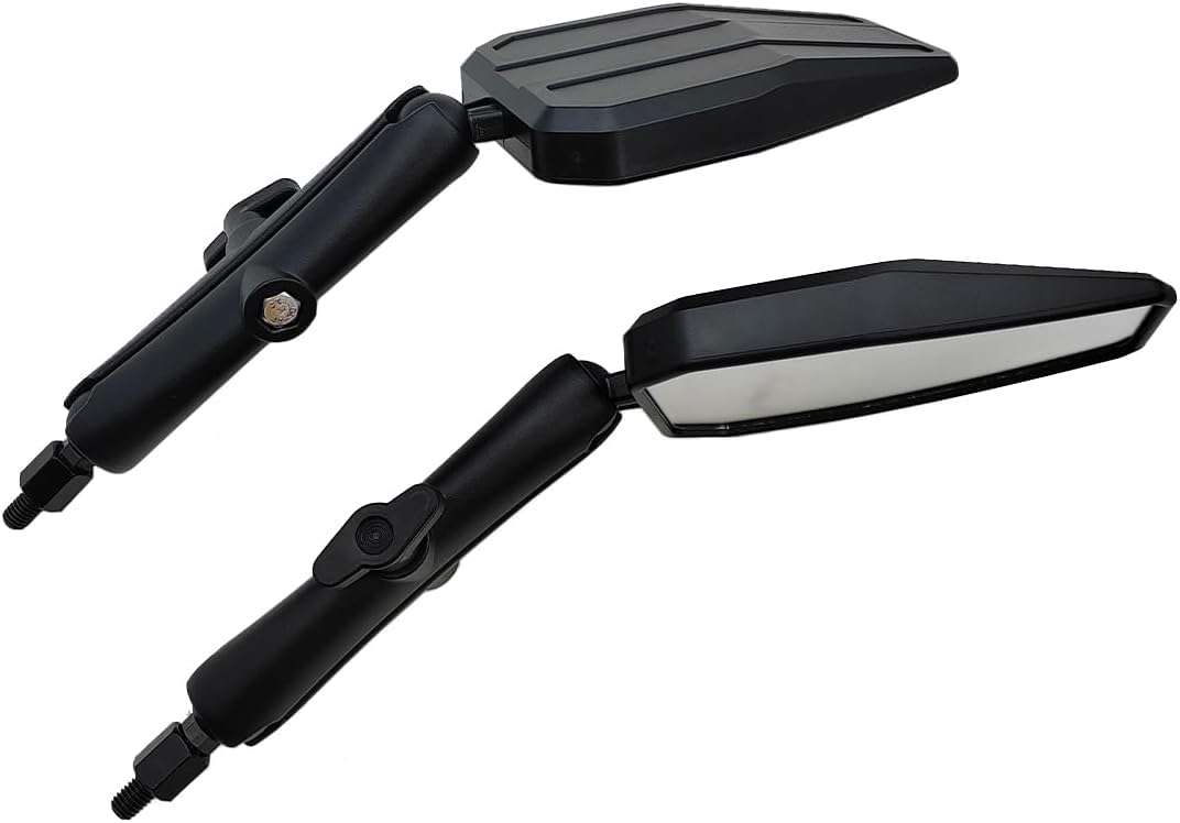 Vagary Black Universal Angle Adjustable Motorcycle Mirror With 7/8" Handlebar Mount and 8/10MM Screws Compatible with Street Dirt Bike Scooter Moped Cruiser ATV (Dubble Take Mirror))