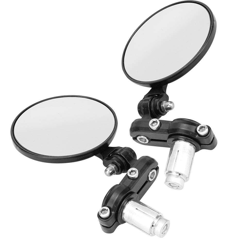 Vagary Adjustable, Right Rotating and Foldable Convex End Mirror for 7/8inch Handle Bar (Suitable for Royal Enfield) 2 Pieces