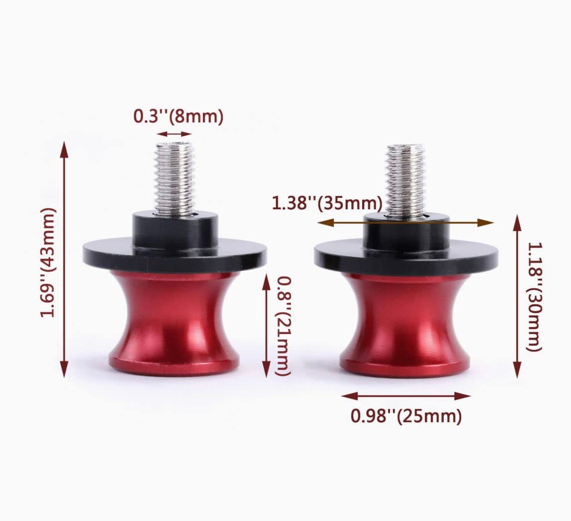 Vagary 2pcs 6mm Aluminum Motorcycle Swingarm Spool Slider Stand Screws for All Bikes (Silver)