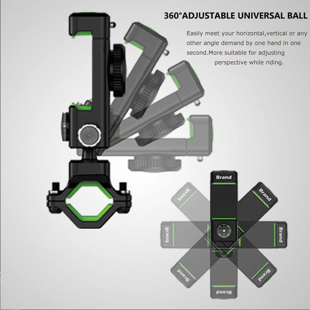 Vagary Universal Bike eBike Motorcycle Handlebar Mobile Phone Mount Bicycle Holder Cycling Stand Clamp Support with LED with Light & Compass