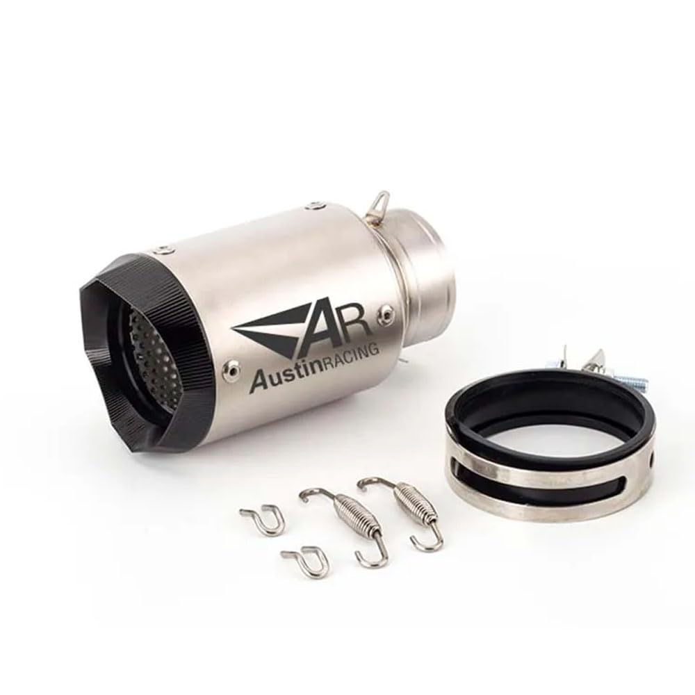 Vagary Universal Austin Racing Sports Silencer/Exhaust Muffler Pipe Kawasaki, Honda, KTM, Suzuki Universal For Bike (Silver)