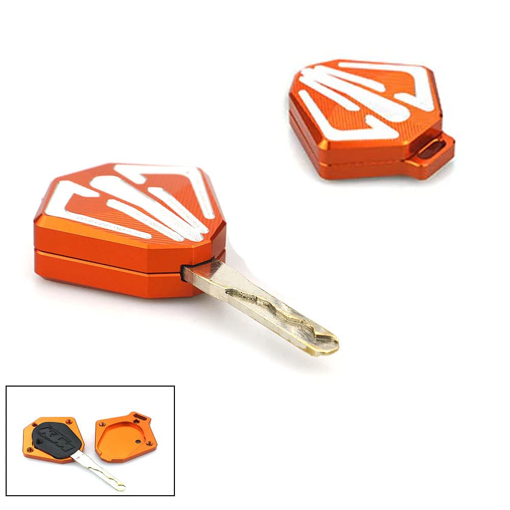 Vagary Cnc Aluminum Key Cover Shell Protection LED Decorate Universal For Ktm Duke 390, 125, 200, 250,(Orange)