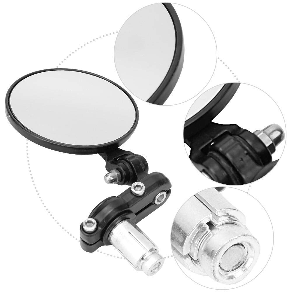 Vagary Adjustable, Right Rotating and Foldable Convex End Mirror for 7/8inch Handle Bar (Suitable for Royal Enfield) 2 Pieces