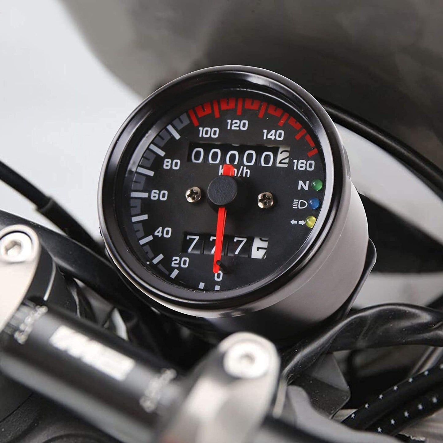 Vagary Universal Motorcycle Dual Odometer Speedometer Gauge LED Background Light Analog Speedometer (Universal for Bike), Pack of 1, Black