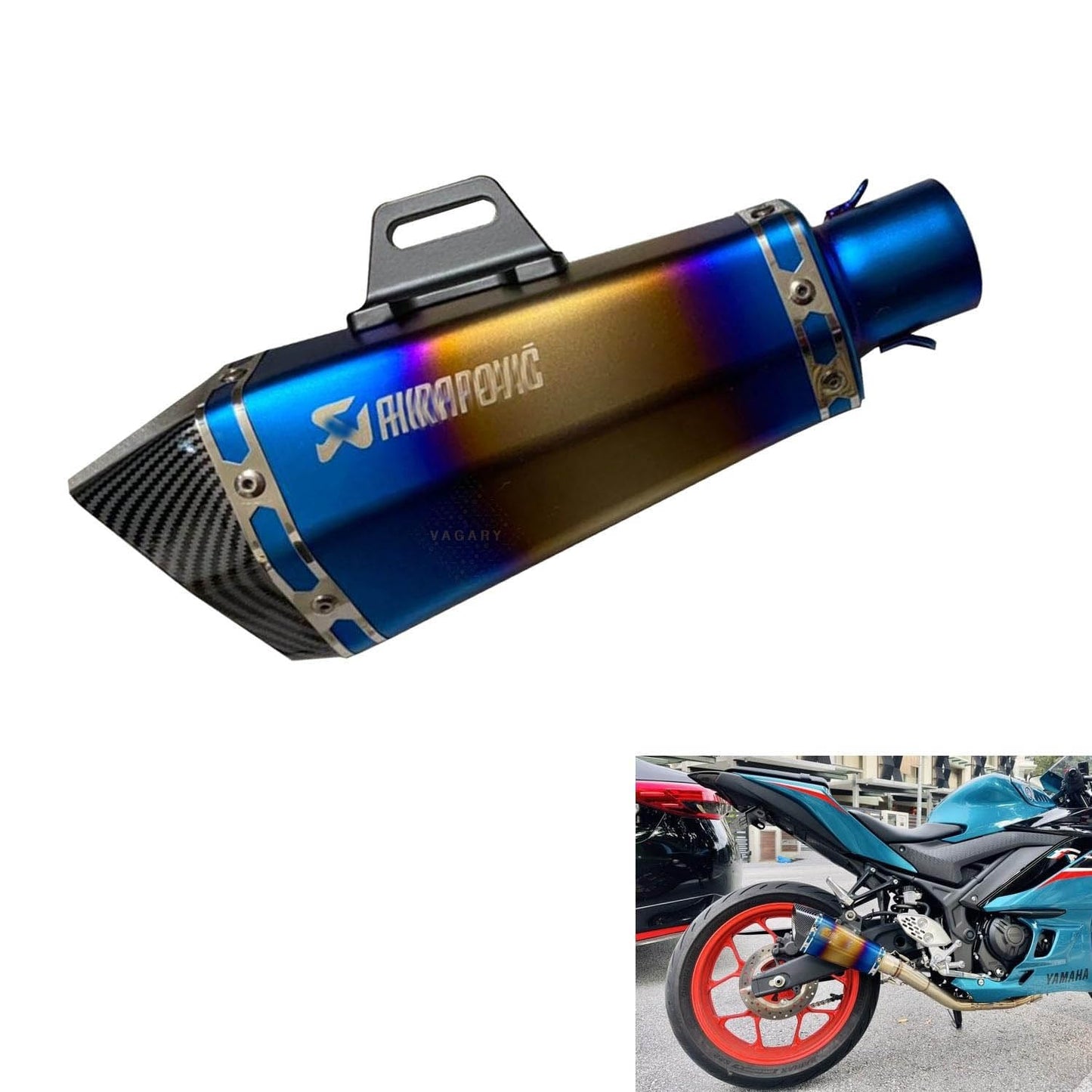 Vagary Universal Hexa Cut Akraphovic Exhaust With DB Killer Silencer for Bajaj, TVS, KTM, Suzuki, Yamaha, Hero Universal For Bike (MULTI)