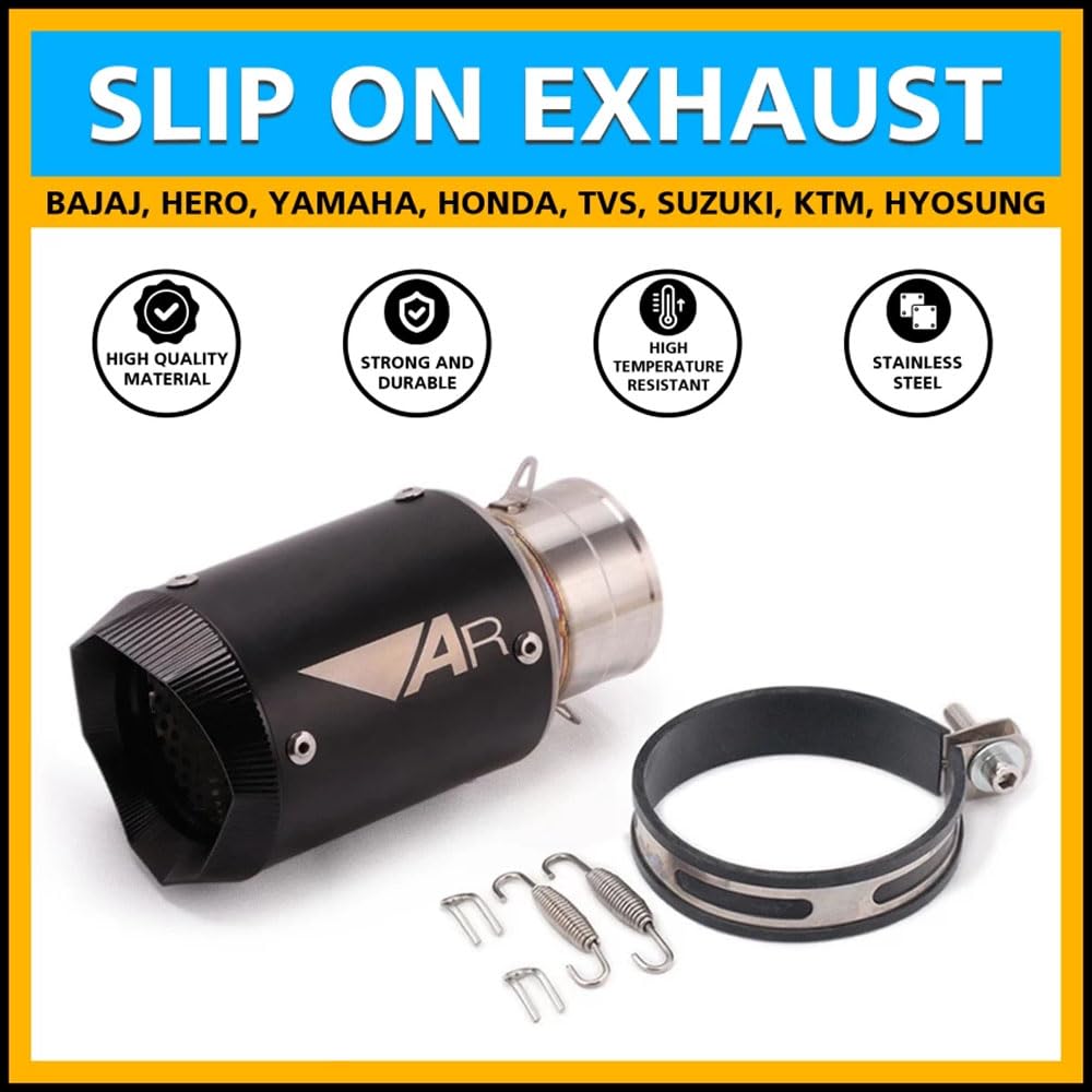 Vagary Universal Austin Racing Sports Silencer/Exhaust Muffler Pipe Kawasaki, Honda, KTM, Suzuki Universal For Bike (Black)