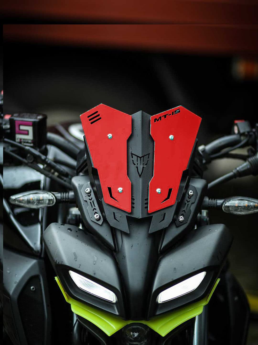 Vagary Heavy Quality Metal Visor for Yamaha MT15 Bike Windshield (Red)