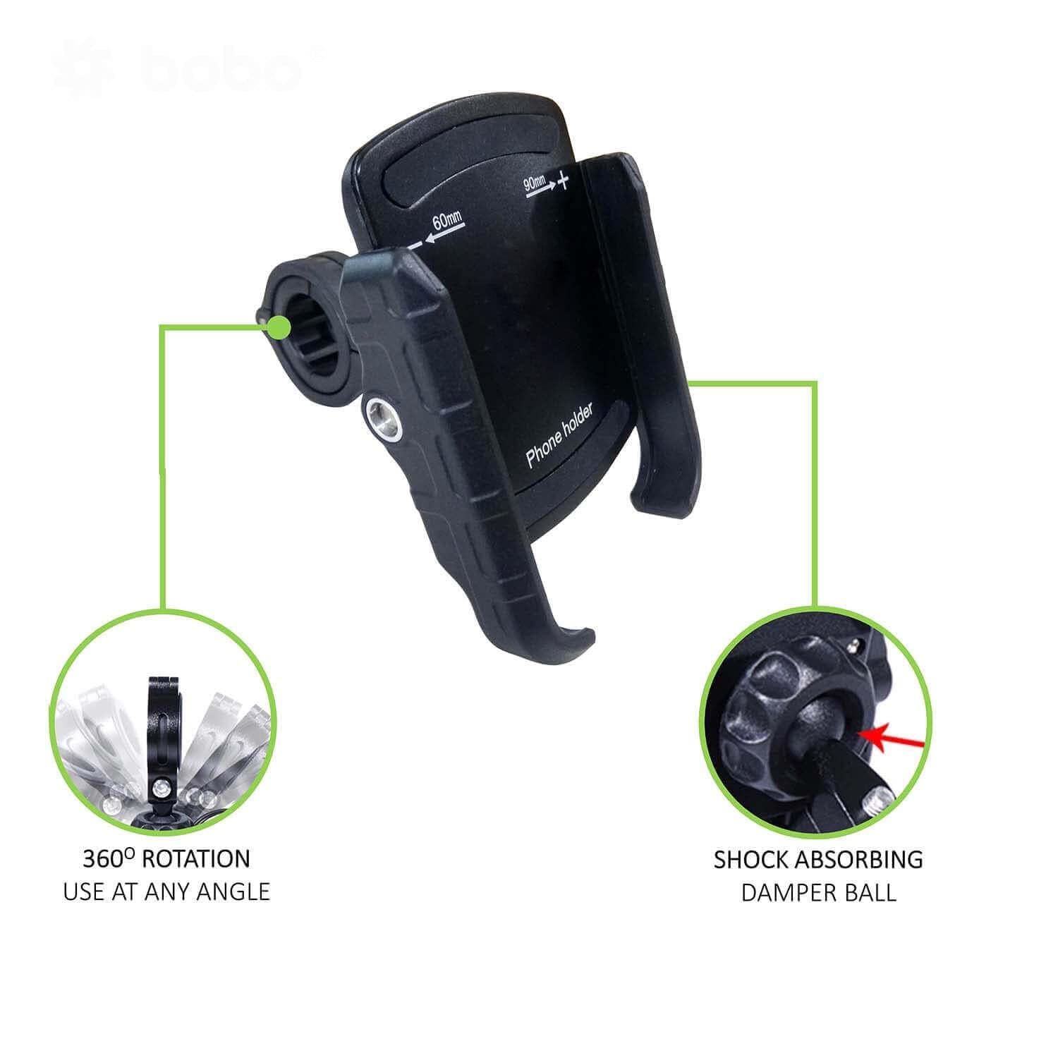 Vagary Full Metal Body Bike Mobile Holder Stand for Bicycle Motorcycle Fits All Mobiles Bike Mobile Holder (Black)