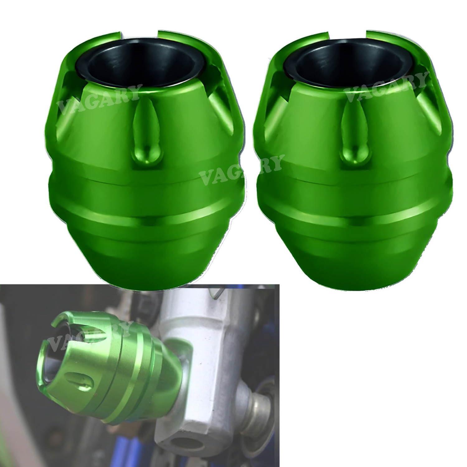 Vagary CNC Front and Rear Brake Fluid Cylinder Master Reservoir Cover Cap with Front Fork Wheel Slider for Kawasaki Z900 /650 (3pc Combo)