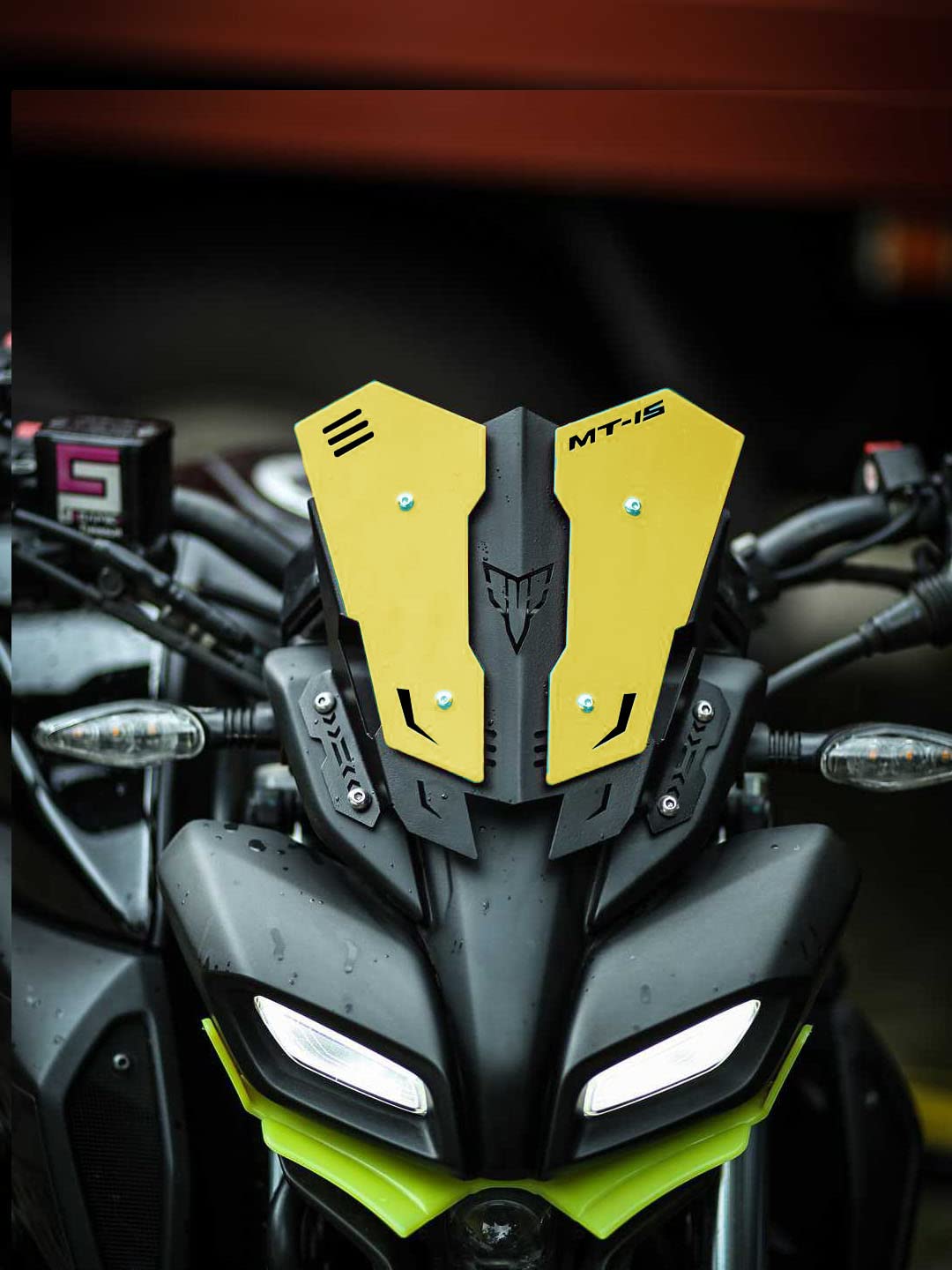 Vagary Heavy Quality Metal Visor for Yamaha MT15 Bike Windshield (Yellow)