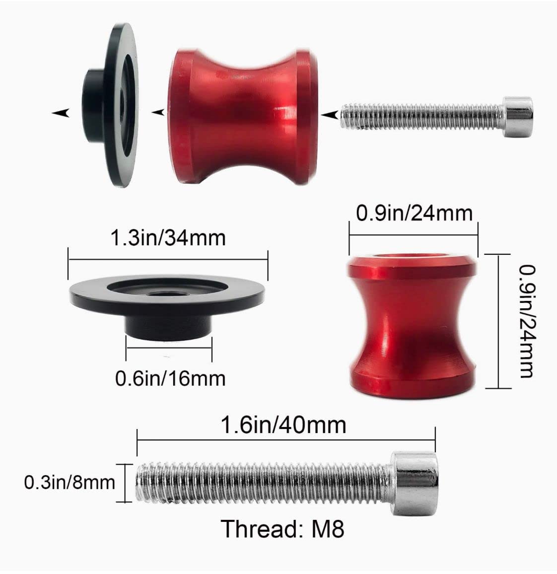 Vagary 2pcs 6mm Aluminum Motorcycle Swingarm Spool Slider Stand Screws for All Bikes (Silver)