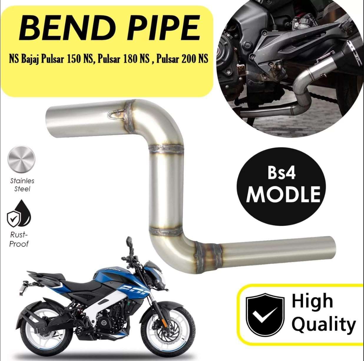 Vagary Exhaust Middle Muffler Bend Pipe for Bajaj Dominar 400/ Bajaj Pulsar RS 200, Bajaj Pulsar NS 200