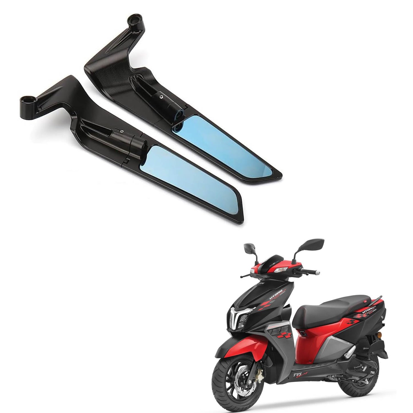 Vagary 10mm Adjustable 360° Rotating New Rearview Wing Mirrors For TVS Ntorq 125