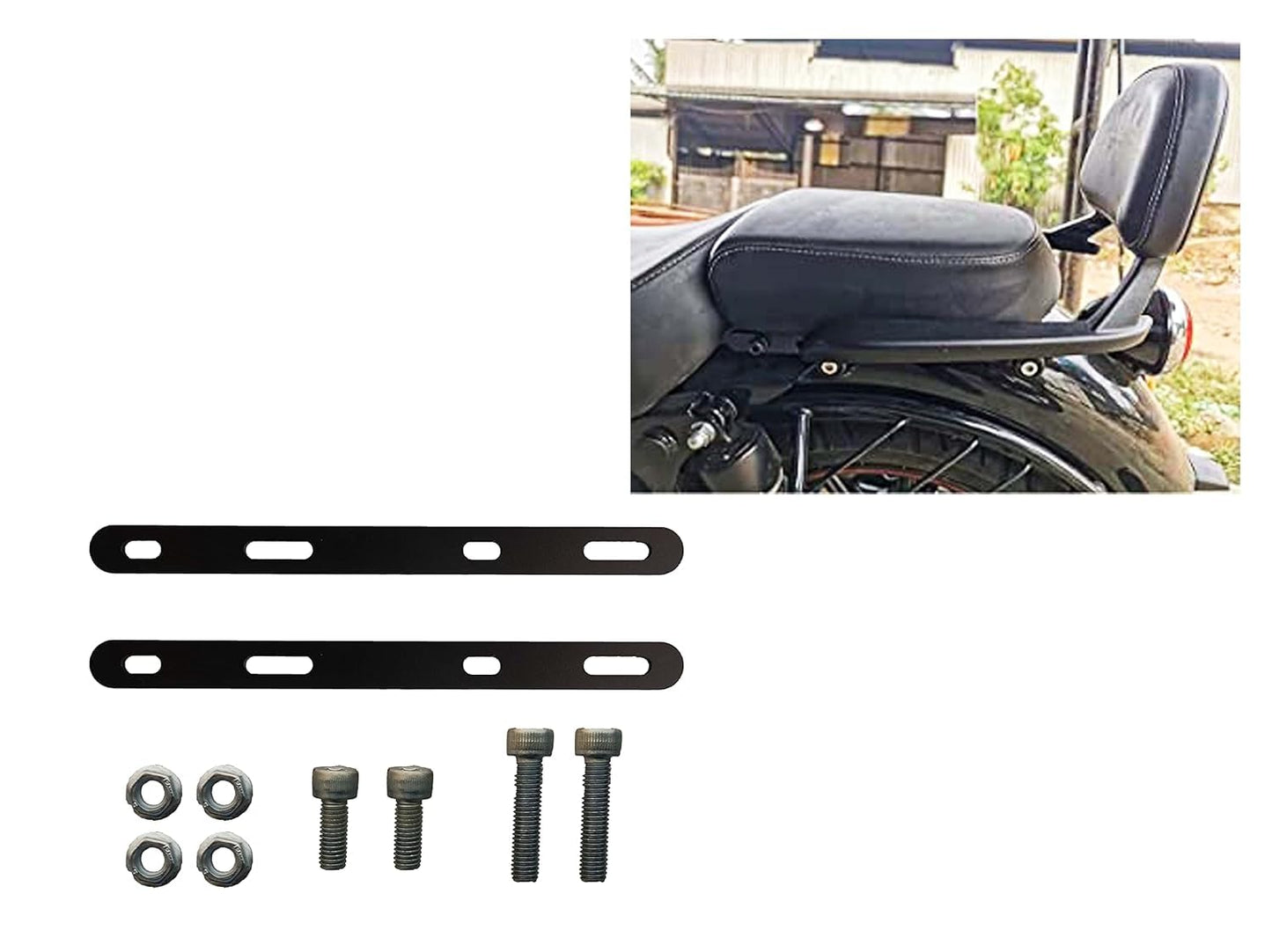 Vagary Back Rest Extender for RE Meteor 350 /Backrest Adjustable Plates (Black)