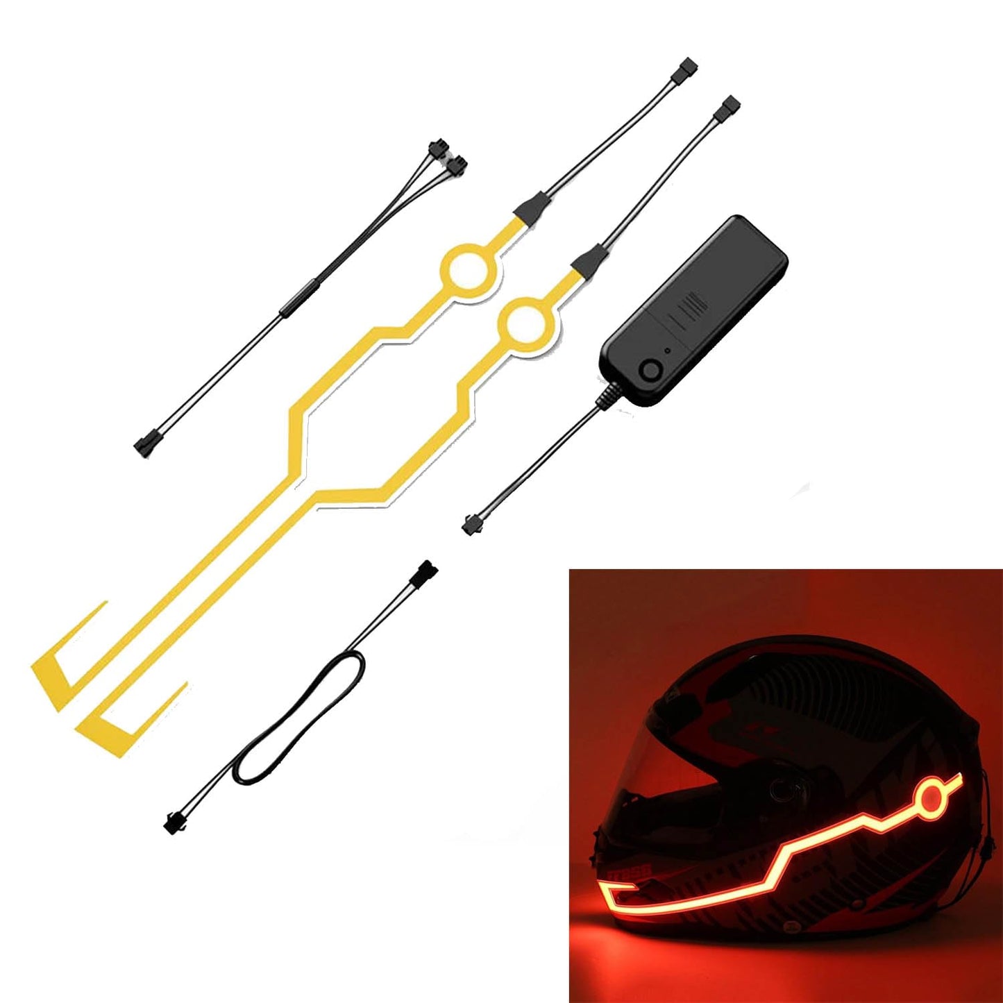 Vagary Motorcycle Helmet Light Strip LED Night Signal Light Helmet Strip Light (Yellow)_2pc
