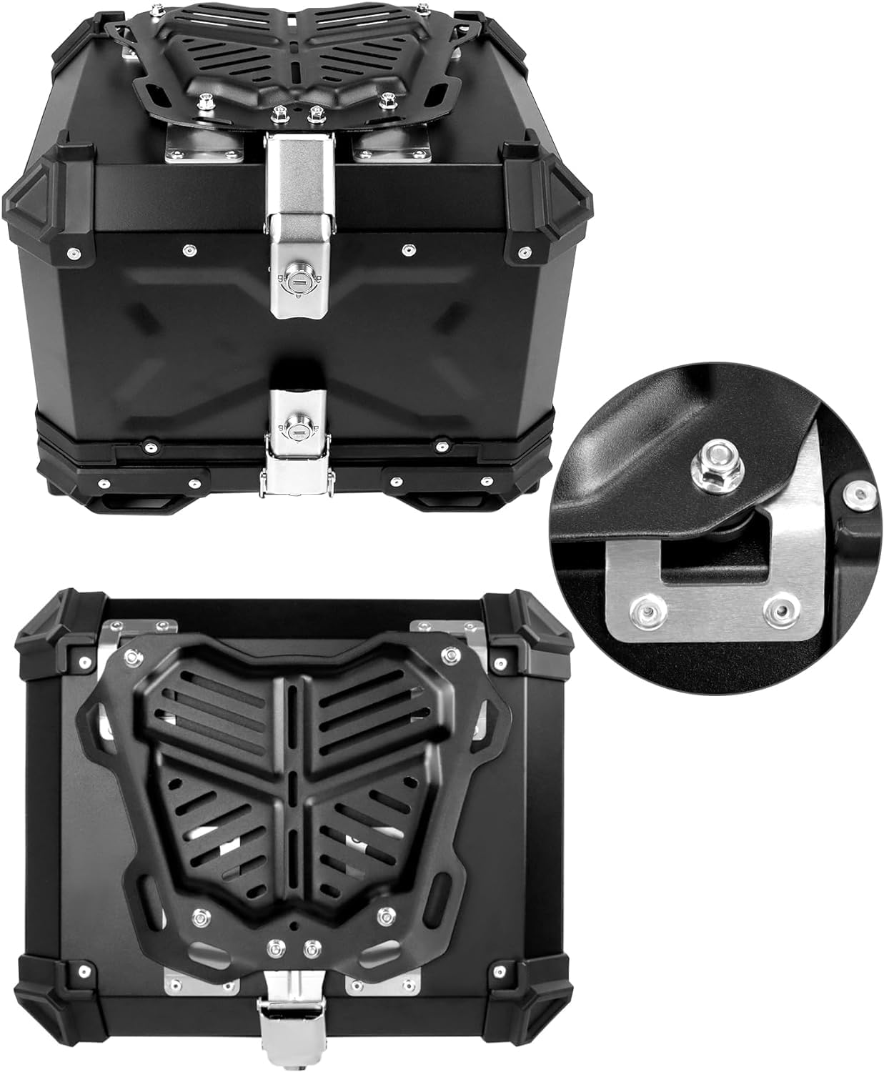 Vagary Metal Bike Storage Tail Top Box 45L Waterproof Luggage Case Hard Trunk Top Box For Himalayan (Black)