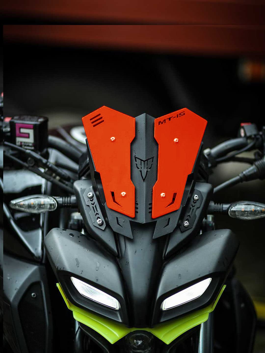 Vagary Heavy Quality Metal Visor for Yamaha MT15 Bike Windshield (Orange)