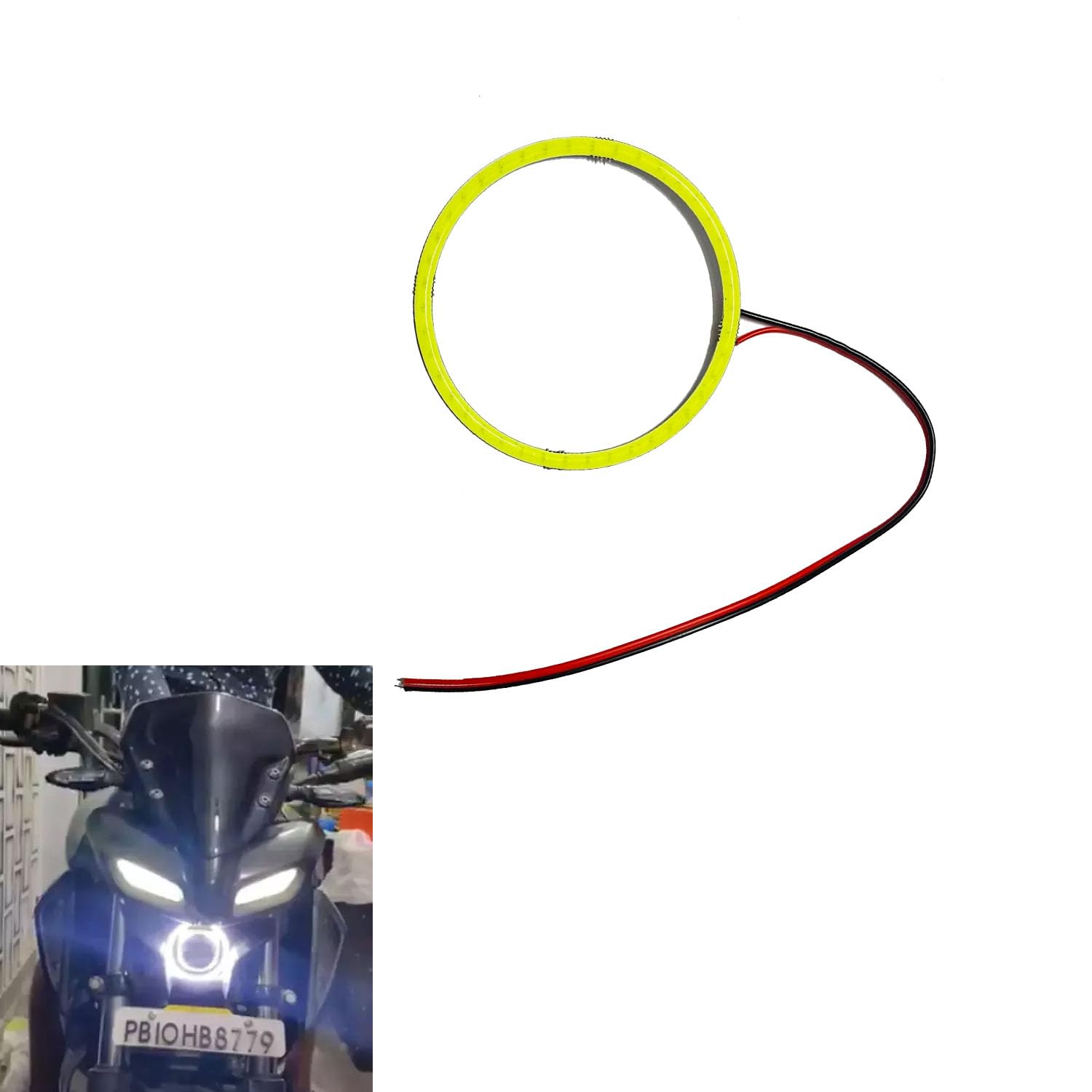 Vagary Headlight Angel Eyes Ring Light for Yamaha MT 15 (White)