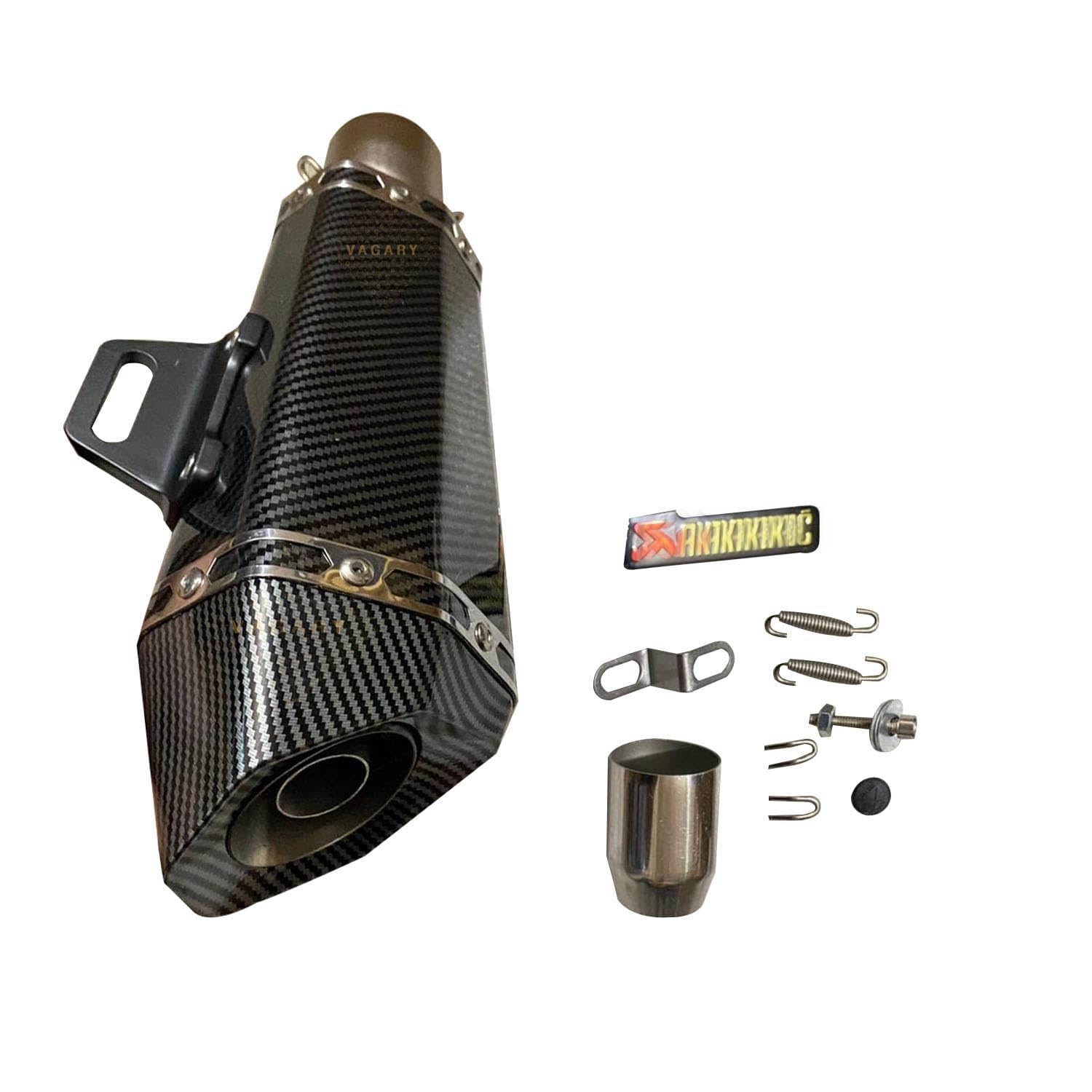 Vagary Universal Hexa Cut Akraphovic Exhaust With DB Killer Silencer for Bajaj, TVS, KTM, Suzuki, Yamaha, Hero Universal For Bike (CARBON)