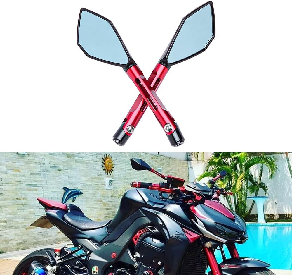 Vagary Rear View Mirror CNC Aluminum Handlebar Side Mirrors for Universal Motorbike Street Sport Dirt Bike (Red)