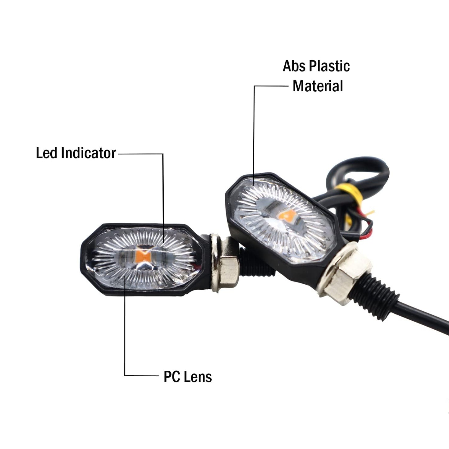 Vagary LED Amber Light Bike Turn Signal Indicator Mini Indicator for Bajaj, Hero, Honda, Yamaha, KTM, TVS, Suzuki Pulsar 200NS, Duke 200, R15 V3, R15 V4, Pulsar RS, Apache RTR 160, Pulsar N160