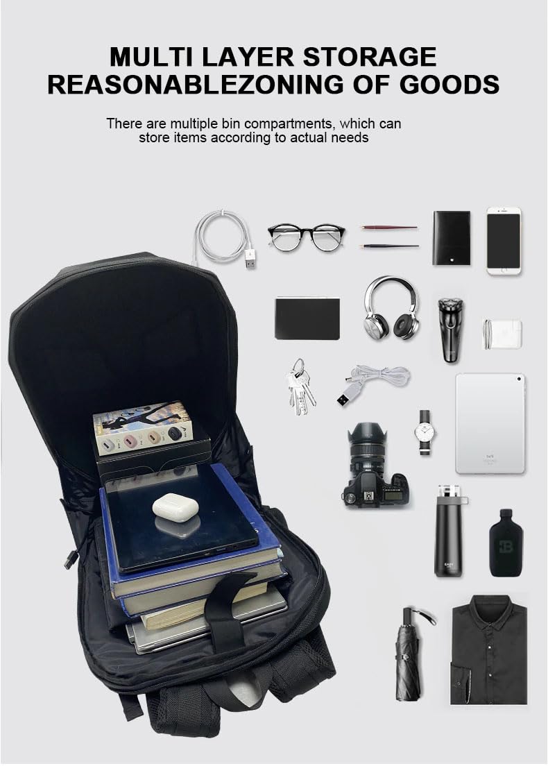 Vagary LED Backpack Laptop Bag Motorcycle Riding Backpack With Hard Shell Travel Bag LED Motorbike Luggage Bags High-Capacity Helmet, Waterproof Backpack Laptop Bag With Programmable Screen