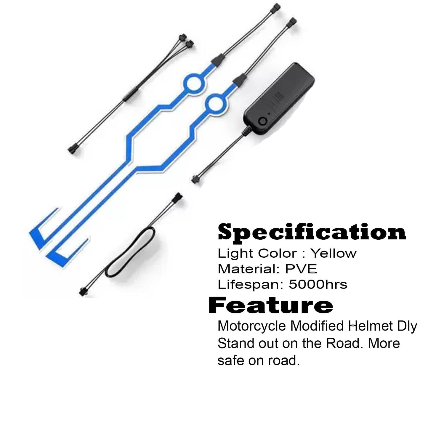 Vagary Motorcycle Helmet Light Strip LED Night Signal Light Helmet Strip Light (Blue) 2pc