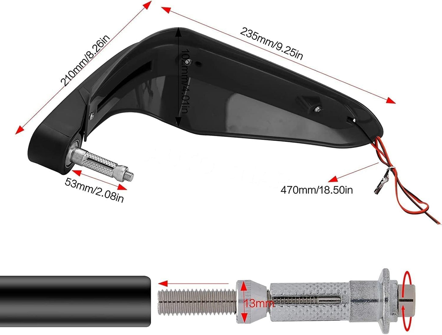 Vagary Universal Motorcycle Hand Guard with LED Indicator Light and Wind Deflector for Brake and Clutch Lever (Black)