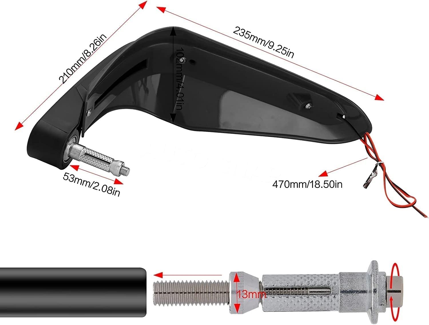 Vagary Universal Motorcycle Hand Guard with LED Indicator Light and Wind Deflector for Brake and Clutch Lever (Black)