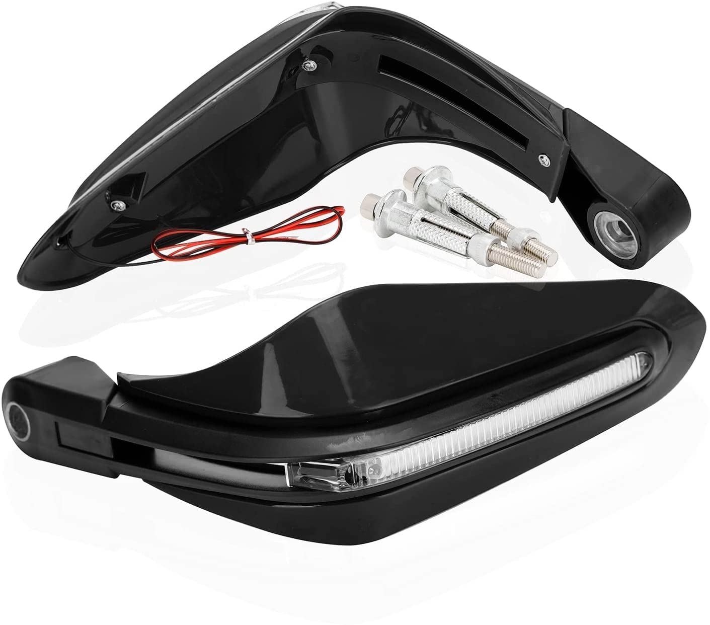 Vagary Universal Motorcycle Hand Guard with LED Indicator Light and Wind Deflector for Brake and Clutch Lever (Black)