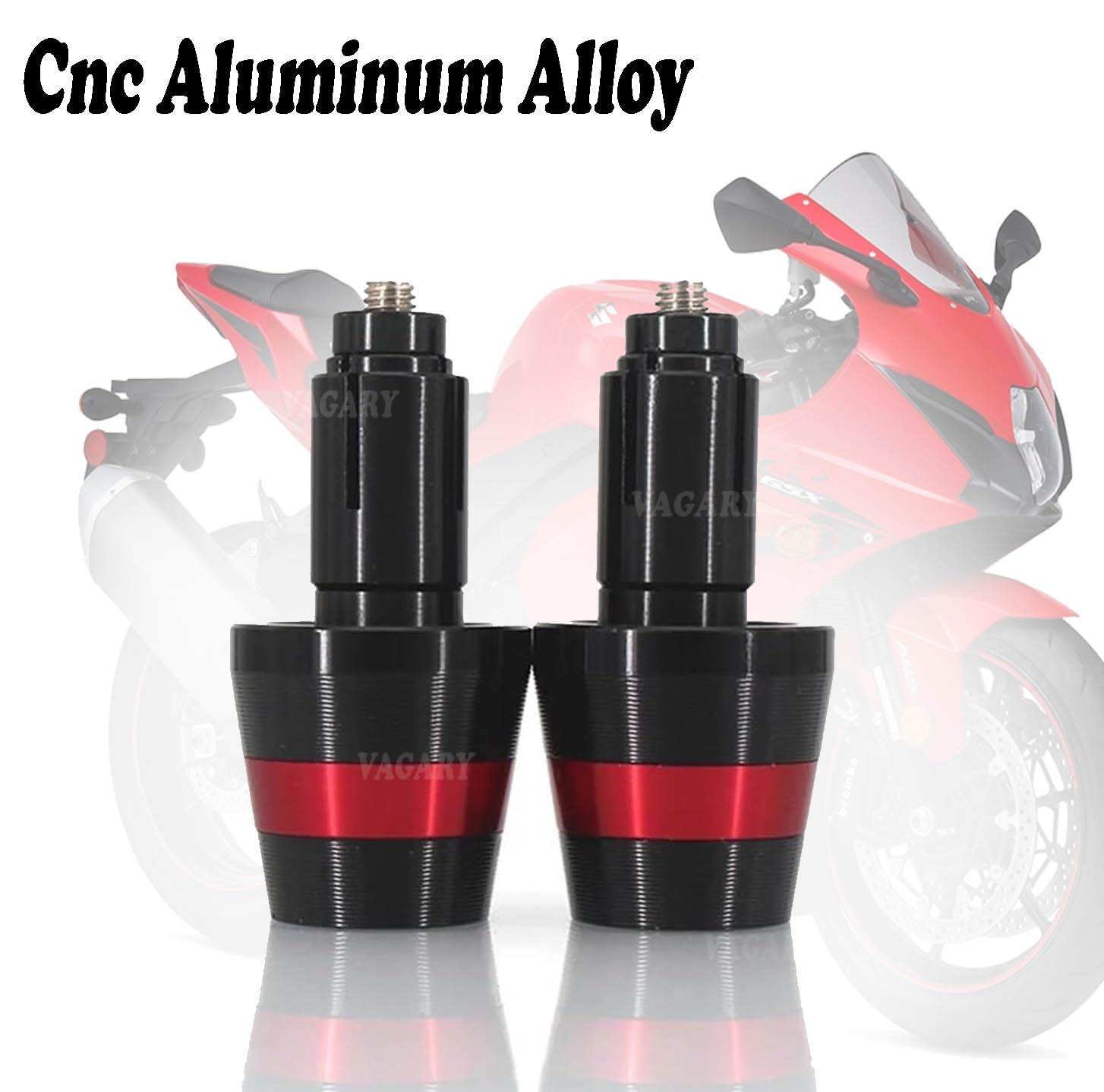 Vagary 1 Pair Motorcycle Handlebar End Plugs 7/8" 22mm Universal Aluminum Alloy Handle Bar End Plugs Caps for Universal For bike (Red)