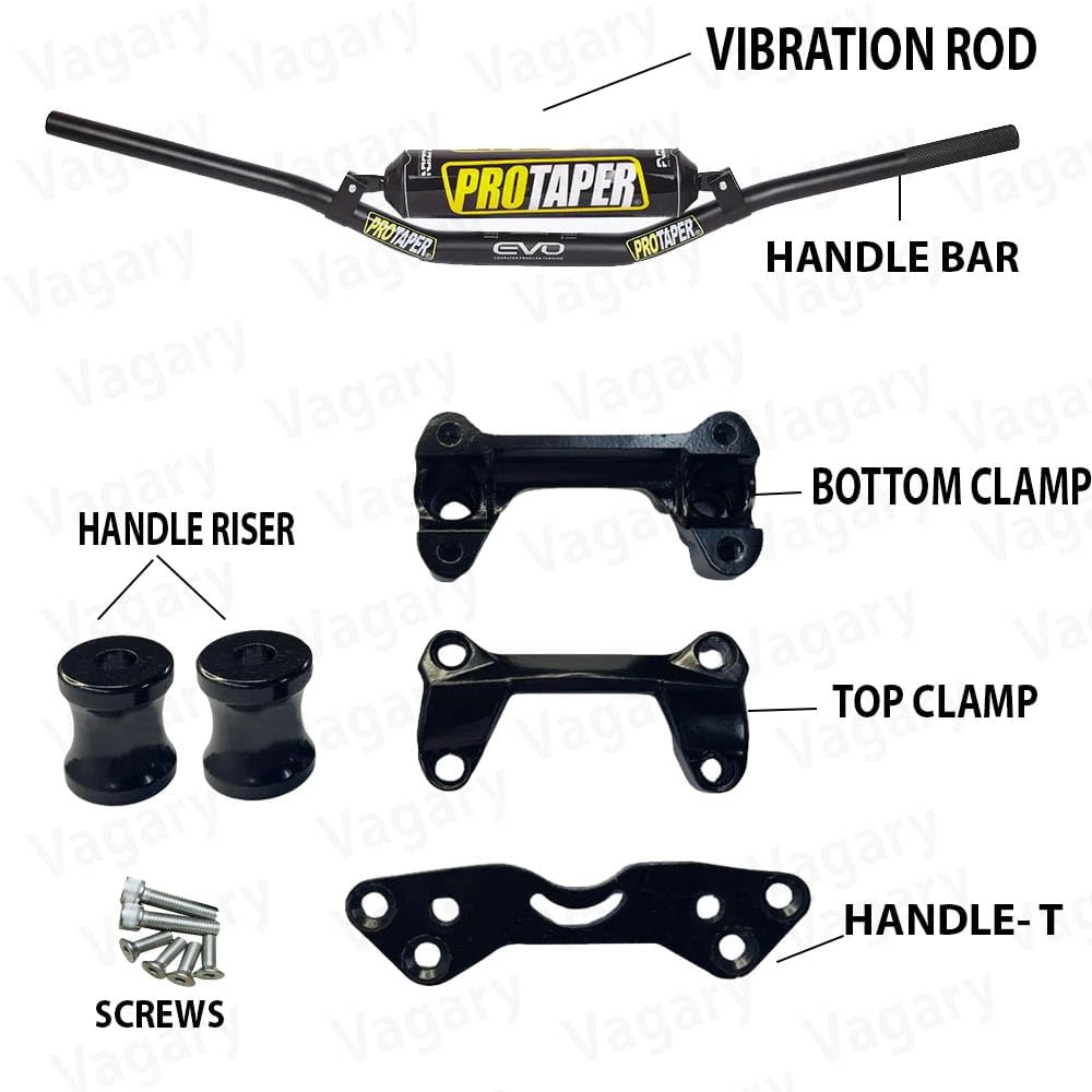 Vagary Pro Taper EVO Motorcycle Handle bar Risers and Mounting Kit for Bajaj NS 160 (Black)