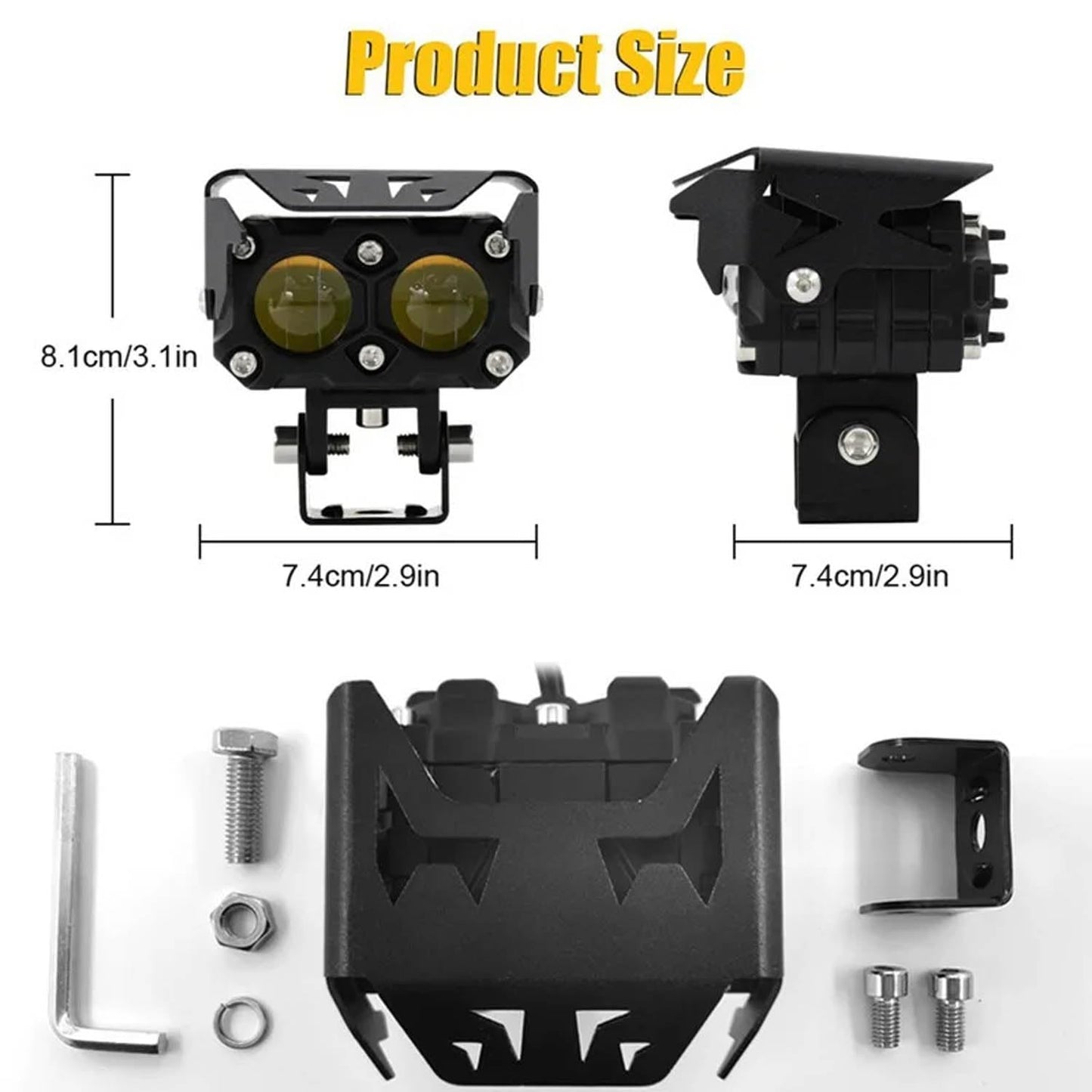 Moto X 2Lens Super Bright Dual Color Mini Lens Fog Light For Bike & Car Fog Lamp Motorbike, Car, Truck, Van LED for BMW, Bajaj, Harley Davidson, KTM, Hero, TVS, Yamaha (Pack of 2)