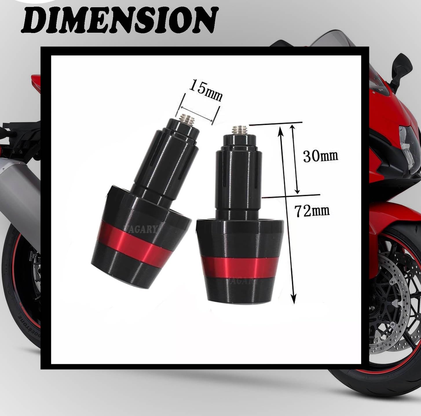 Vagary 1 Pair Motorcycle Handlebar End Plugs 7/8" 22mm Universal Aluminum Alloy Handle Bar End Plugs Caps for Universal For bike (Red)