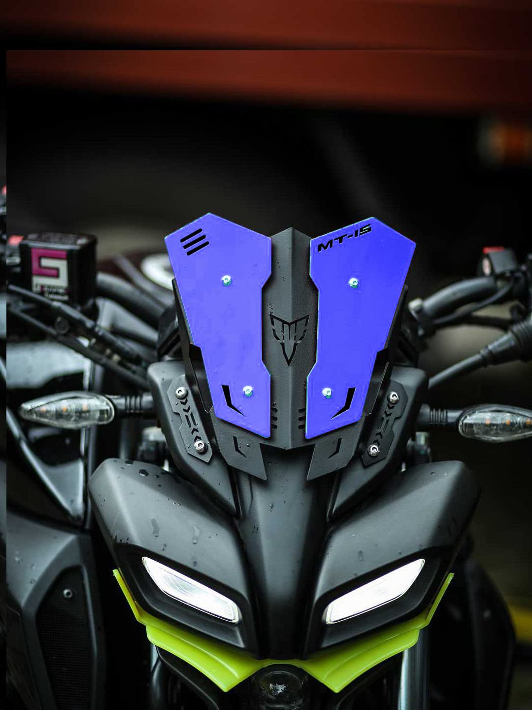 Vagary Heavy Quality Metal Visor for Yamaha MT15 Bike Windshield (Blue)