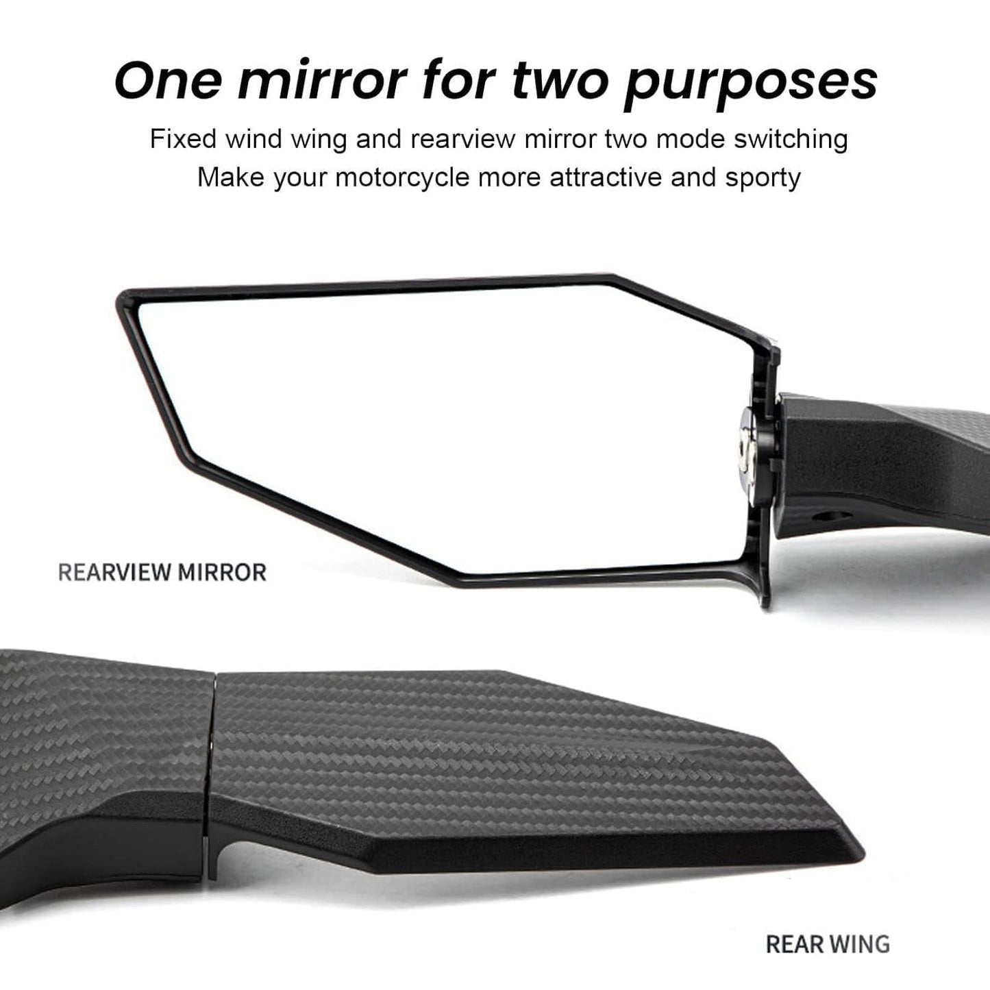 Vagary Adjustable Universal Motorcycle Wind Wing Rearview Mirror Modified Rotating Side Wing Rear View Mirror For Most Motorcycle