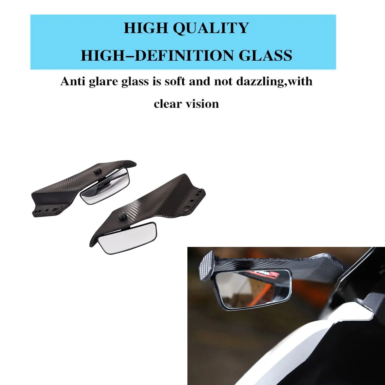 Vagary Anti Glare 360 Adjustable Rear View Mirrors Wings Mirror for Yamaha R15 V3, V4, R15M, Ninja 300 (Black)