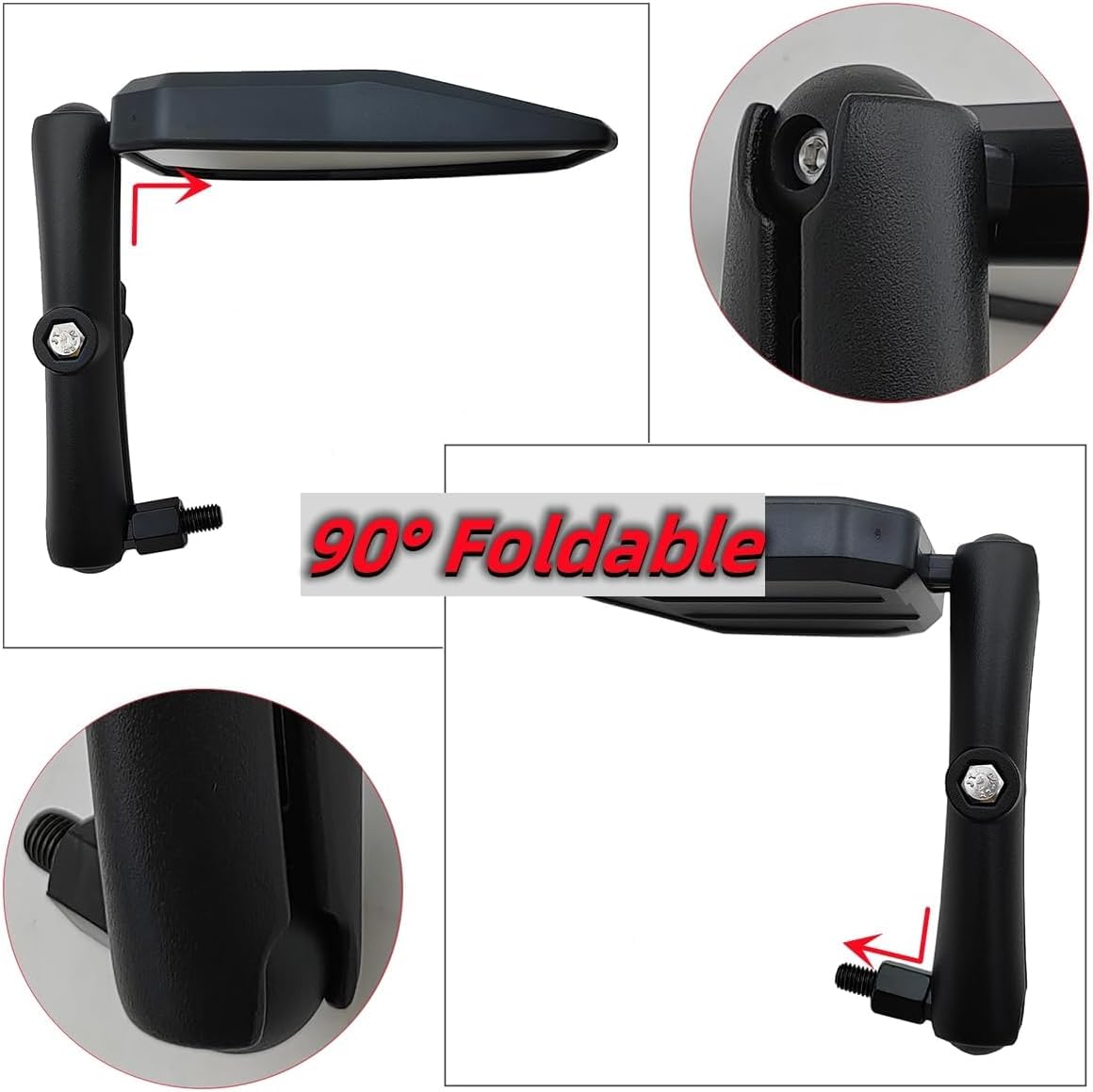 Vagary Black Universal Angle Adjustable Motorcycle Mirror With 7/8" Handlebar Mount and 8/10MM Screws Compatible with Street Dirt Bike Scooter Moped Cruiser ATV (Dubble Take Mirror))