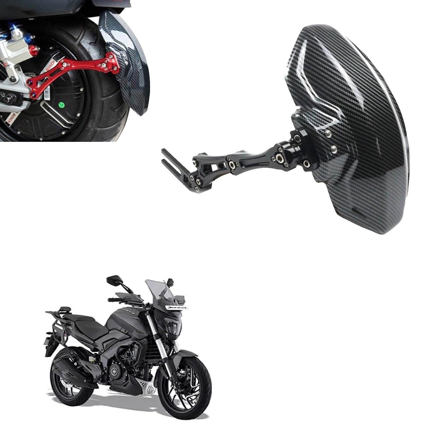 Vagary Rear Fender CNC Aluminium Rear Mudguard Motorbike Carbon Fiber Mudguard for Bajaj Dominar 250/400