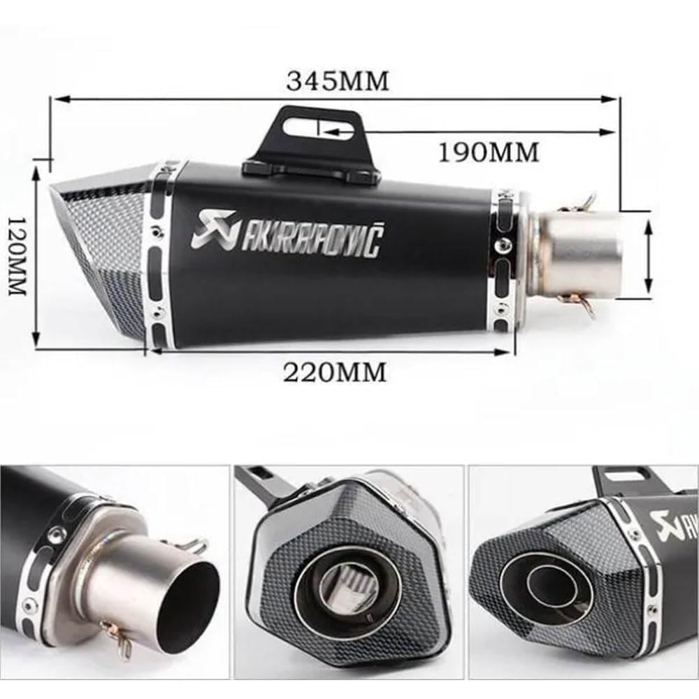 Vagary Universal Hexa Cut Akraphovic Exhaust With DB Killer Silencer for Bajaj, TVS, KTM, Suzuki, Yamaha, Hero Universal For Bike (SILVER)