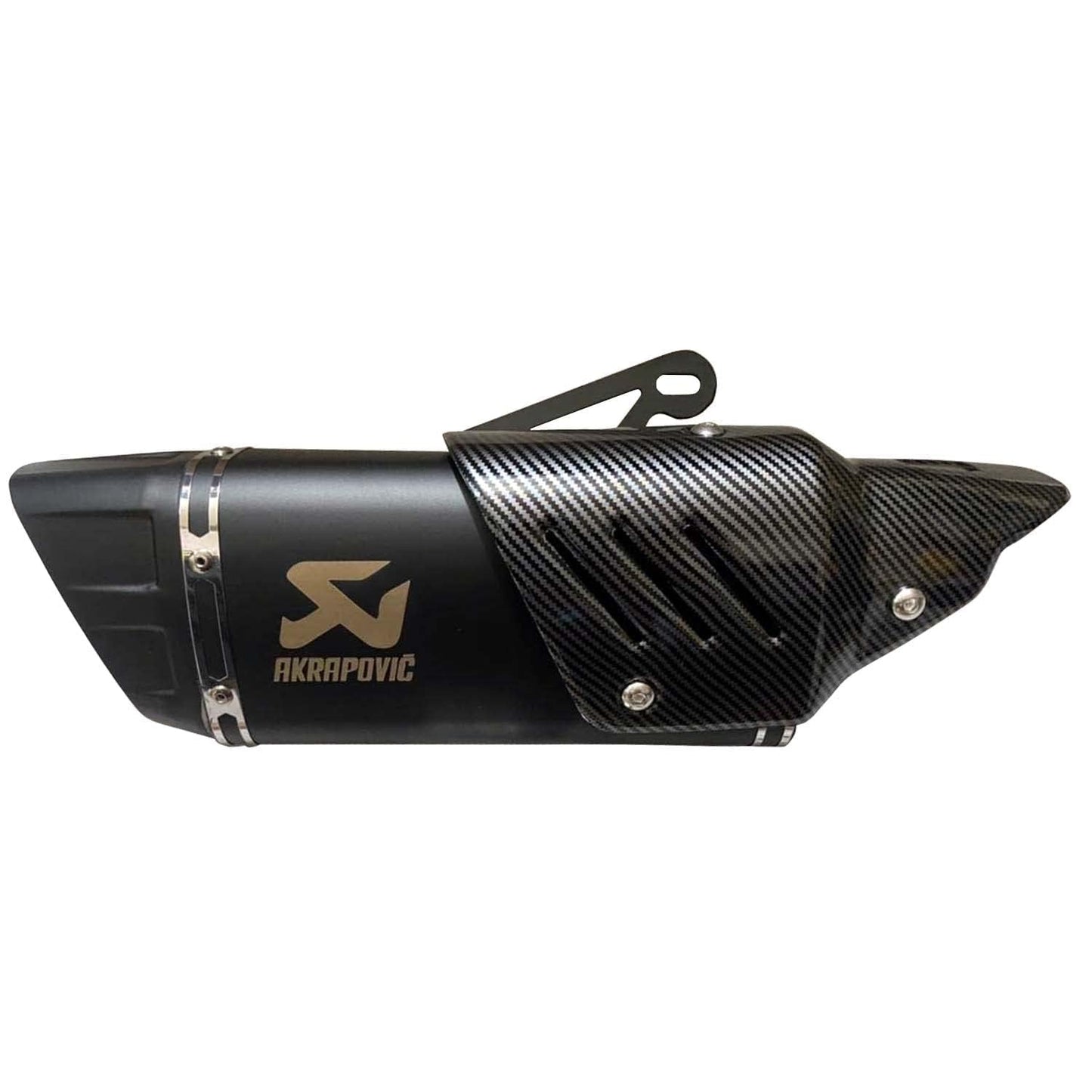 Vagary Akrapovic Exhaust Universal Hexa Cut Slip On Exhaust Silencer Muffler Pipe (BLACK)