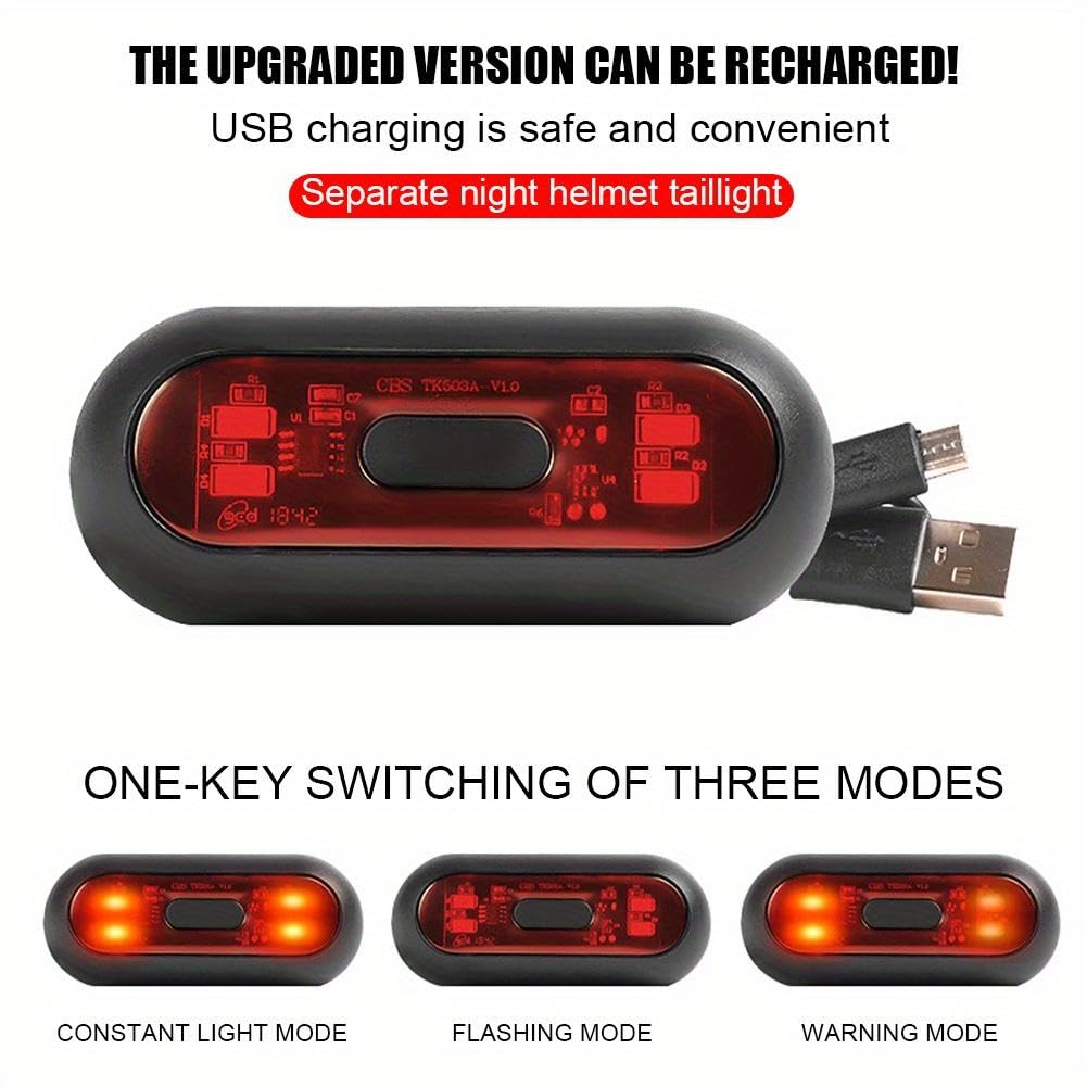 Vagary Universal Helmet Light/LED with 3 Modes Flashing, Motorcycle Bike Rear Red Safety Helmet Light, Warning Tail Light for Night Riding with Rechargeable Battery & USB