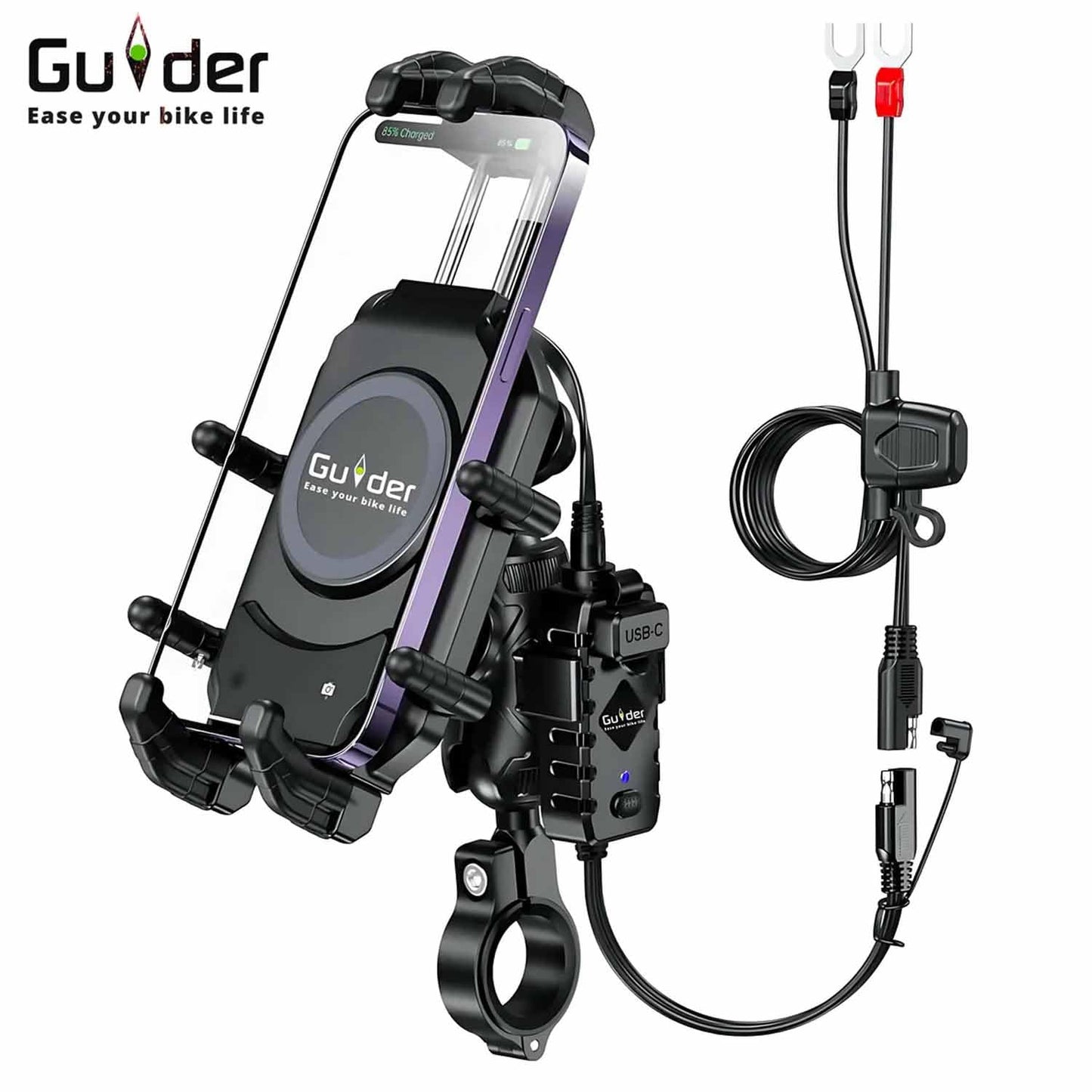 Guider Motorcycle Shockproof Wireless Charger Mobile Holder M26 A1 (Black)